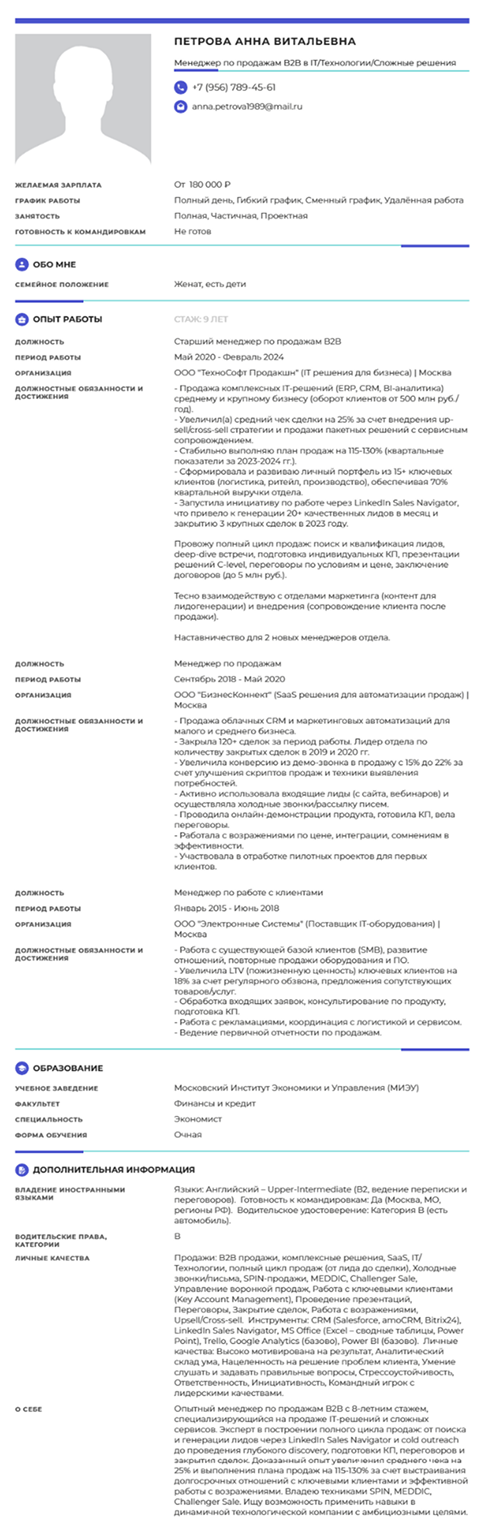 Хорошее резюме